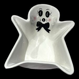 Whimsy & Wonder By Joe Spencer Ceramic Ghost On Its Back Candy Bowl W Cute Face